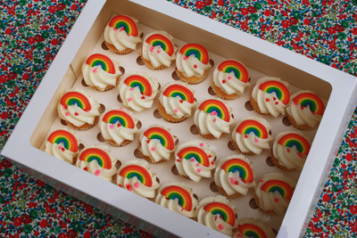 Mardi Gras Mini Rainbow Cupcakes